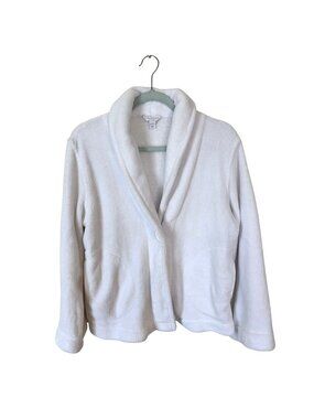 Womens White Cozy Cardigan Large Pockets Loungewear Charter Club Intimates